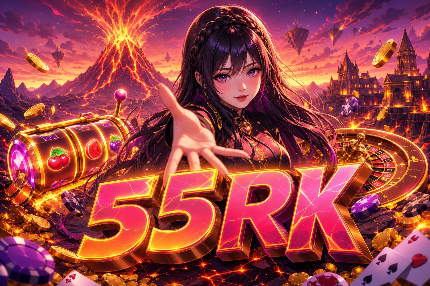 Lobi utama Super Ace di 55RK dengan tombol daftar dan menu promo